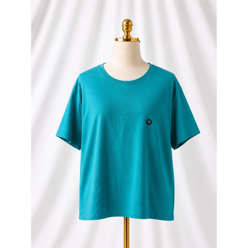 New LL BEAN Deep Aqua 100% Cotton Short Sleeve‎ T-Shirt Tee Crew Neck Women's XL